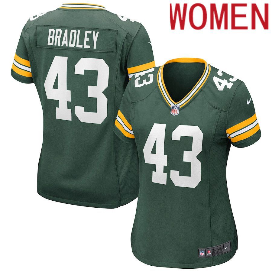 Women Green Bay Packers #43 Hunter Bradley Nike Green Game NFL Jersey
